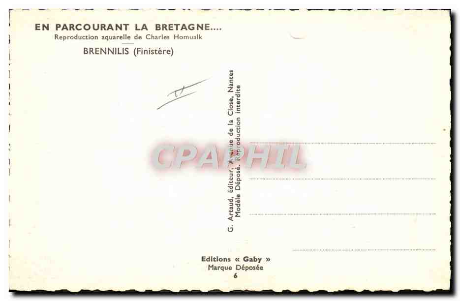 CPA Folklore Charles Homualk Brennilis Femme Enfant — Rückseite