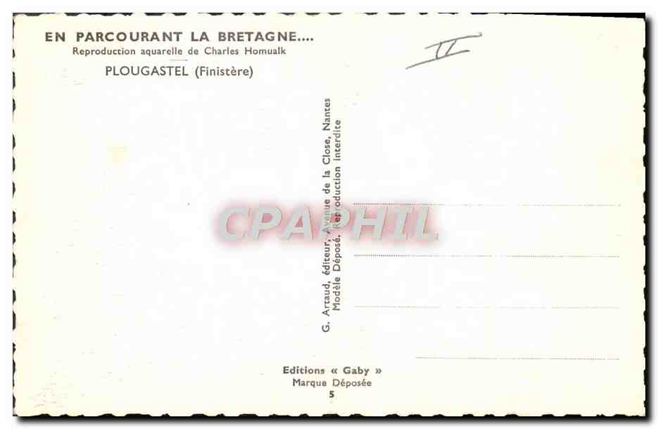 CPA Folklore Charles Homualk Plougastel  — Rückseite