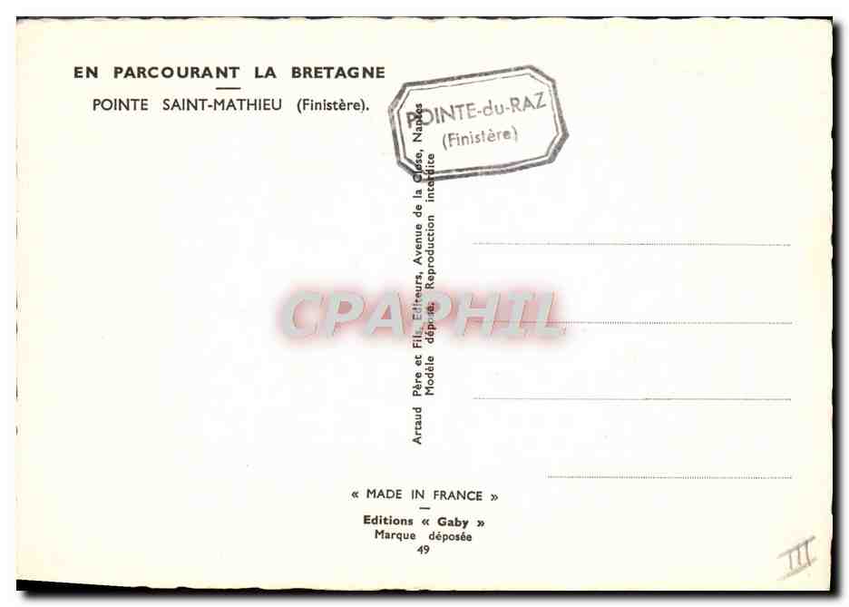 CPA Folklore Charles Homualk Pointe Saint Mathieu — Verso