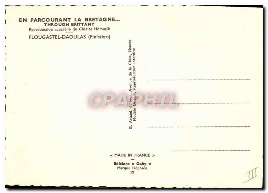 CPA Folklore Charles Homualk Plougastel Daoulas Femme Enfant — Verso