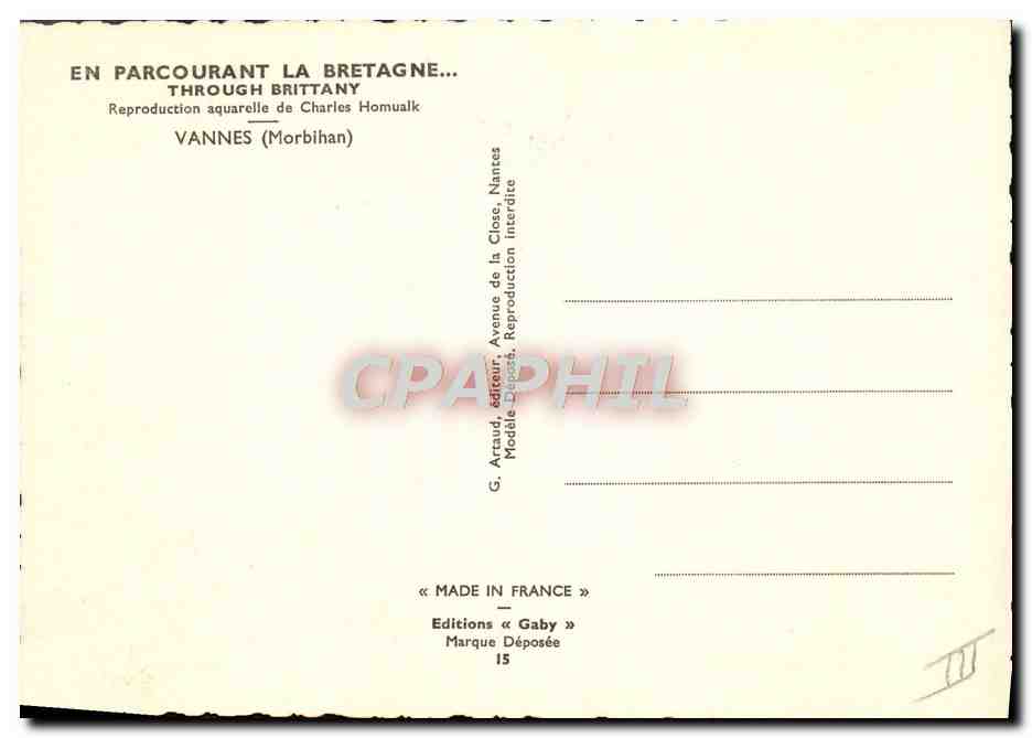 CPA Folklore Charles Homualk Vannes — Verso