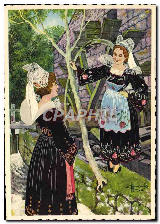 CPA Folklore Charles Homualk Pont-Aven Vieux moulin sur l'Aven 