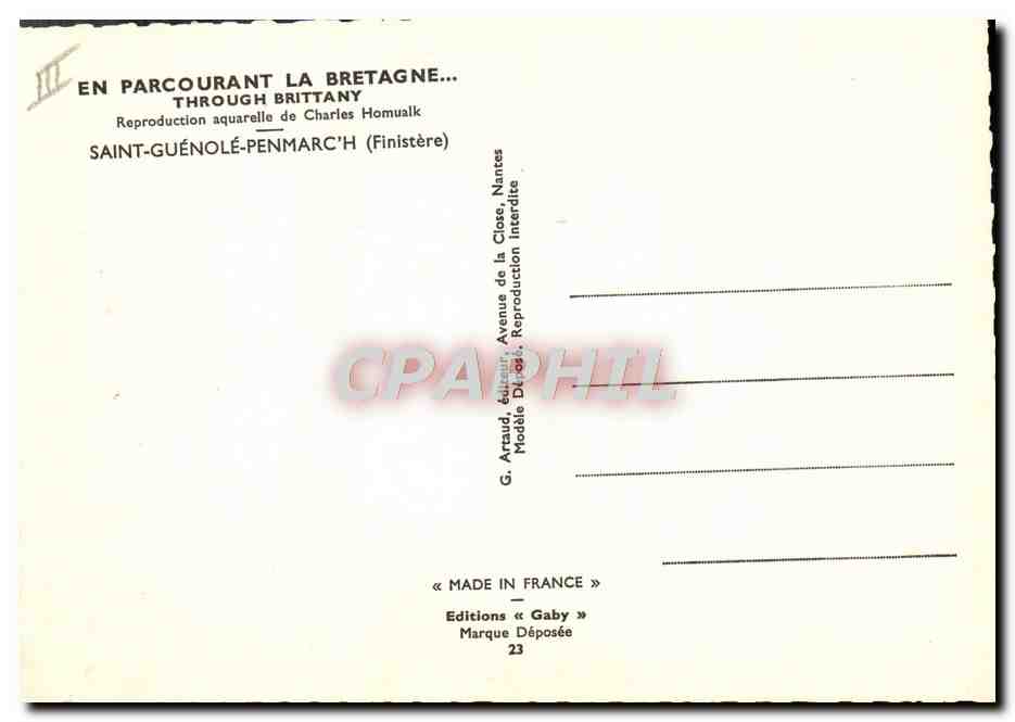 CPA Folklore Charles Homualk Saint Guenole Penmarch — Verso