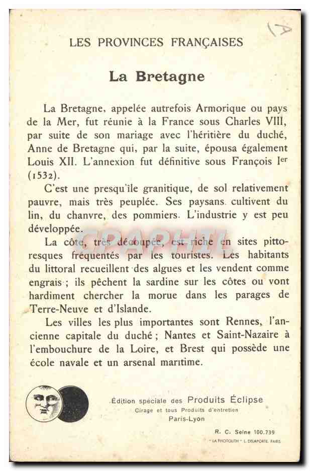 CPA Folklore Bretagne  — Verso