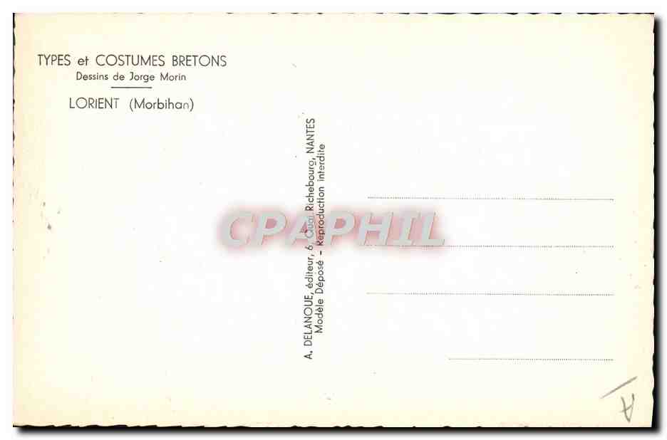 CPA Folklore Jorge Morin Lorient Morbihan — Verso