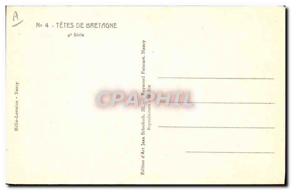 CPA Folklore Tetes de Bretagne — Verso