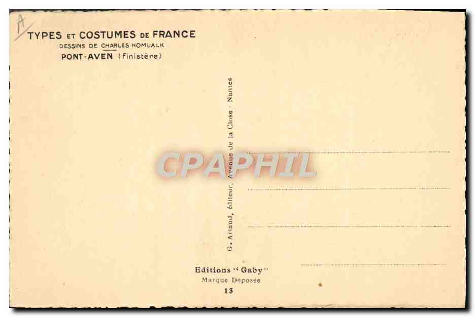 CPA Folklore Charles Homualk Pont-Aven Finistere — Verso