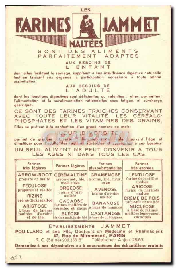 CPA Folklore Farines Jammet Bretagne  — Verso