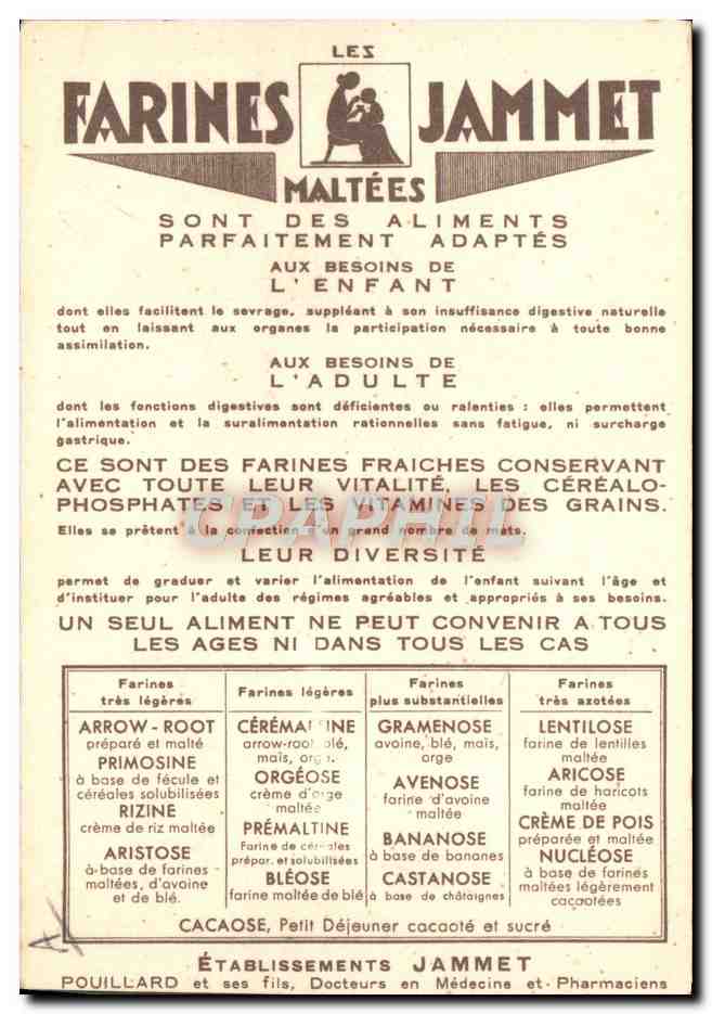 CPA Folklore Farines Jammet Bretagne — Verso
