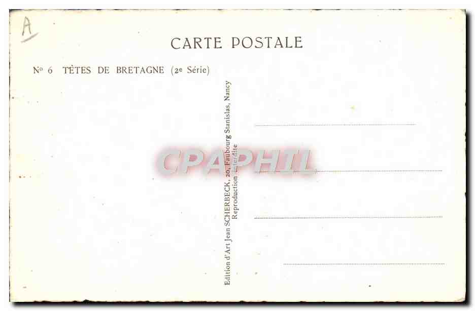 CPA Folklore Tetes de Bretagne — Verso