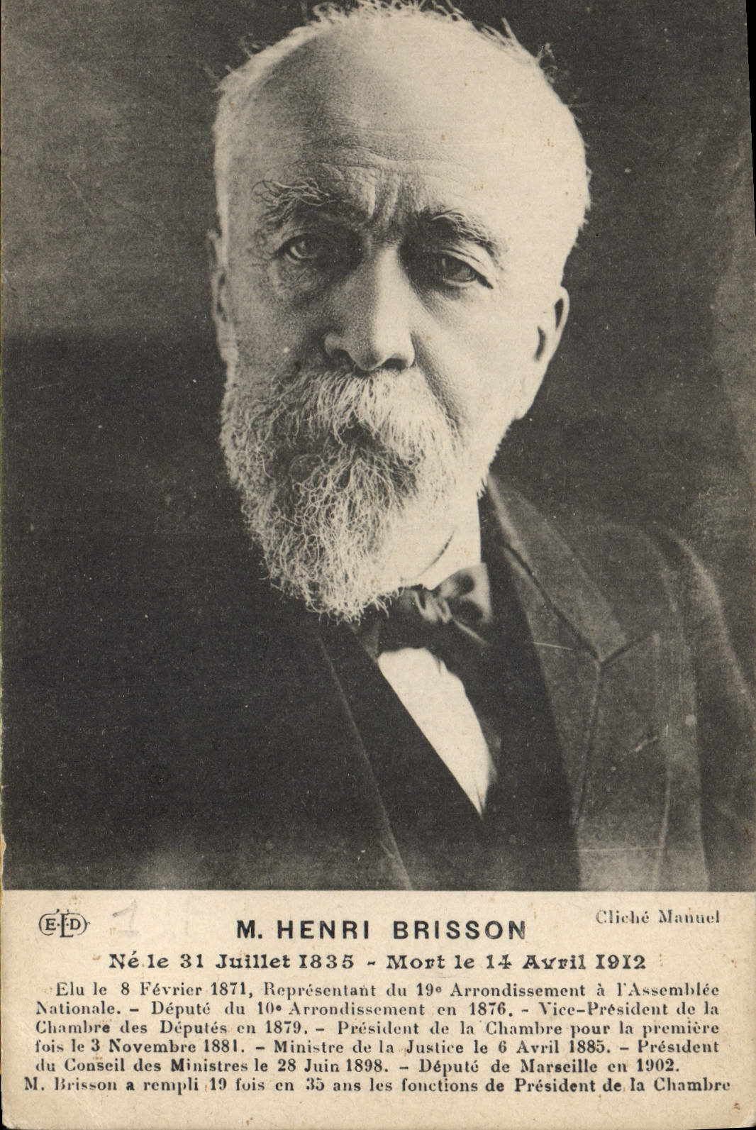 M. Henri Brisson — Portrait — Cliché Manuel