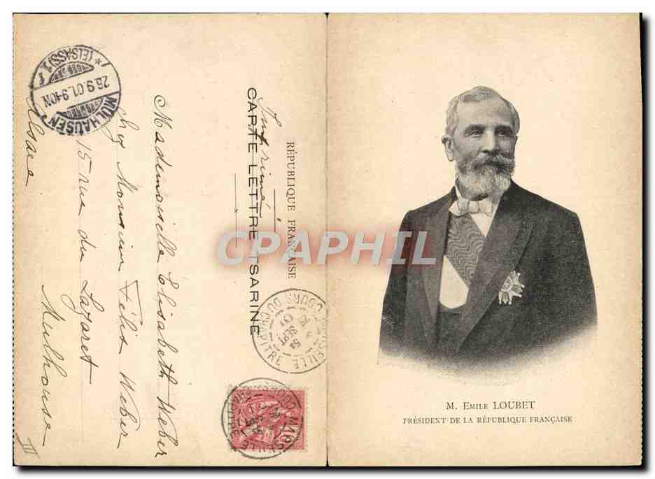 M. Émile Loubet — Président de la République Française — Carte Lettre Française