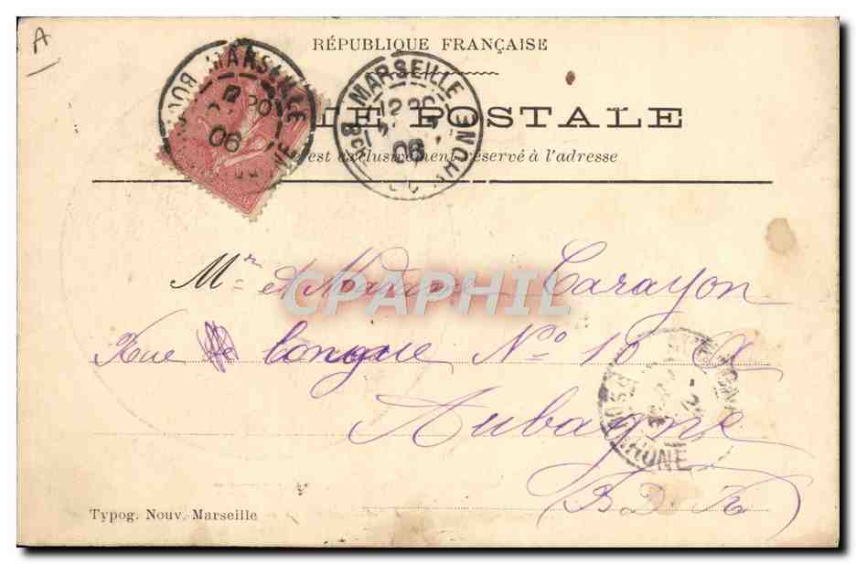 M. Loubet — Président de la République Française — Typographie Nouvelle, Marseille — Verso