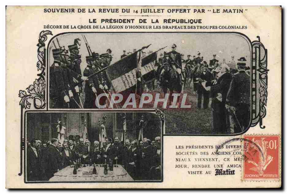 CPA President de la Republique Revue du 14 juillet offert par le Matin 