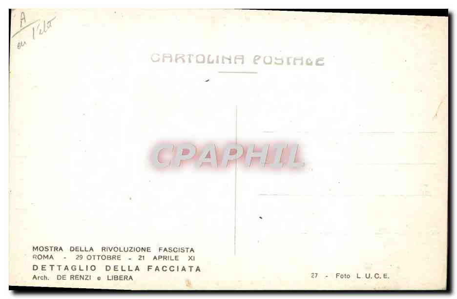 CPM Mostra della Rivoluzione Fascista Roma  — Rückseite
