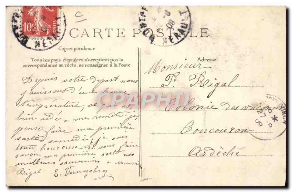 CPA Locomobile Paysans  — Rückseite