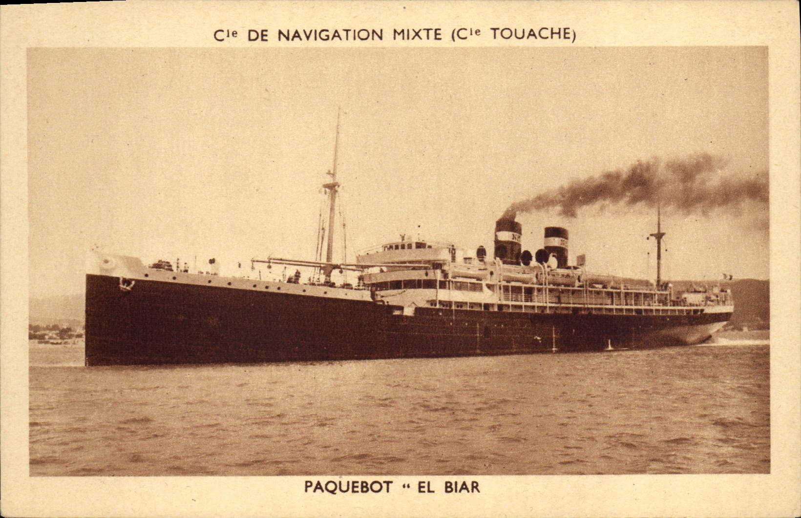 Paquebot "El Biar" — Cie de Navigation Mixte (Cie Touache) — Hélio Audry, Marseille