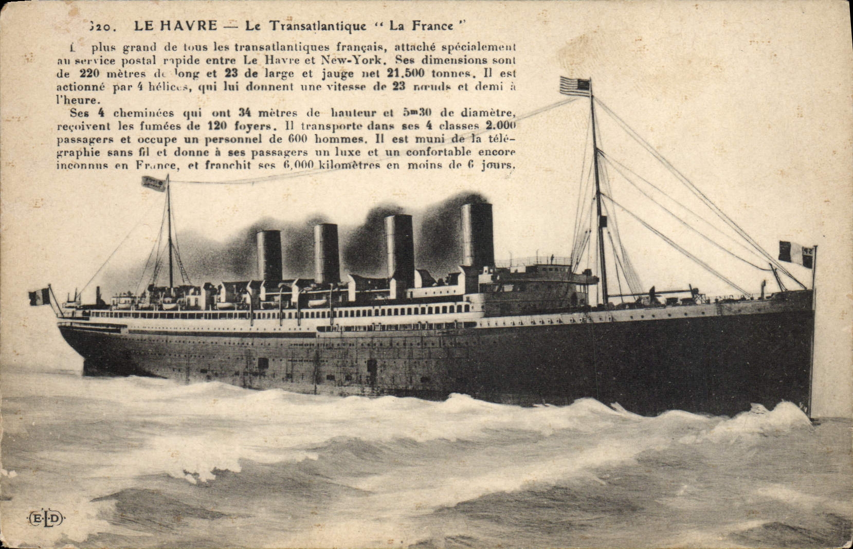 Le Havre — Le Transatlantique "La France" — Éditeur ELD