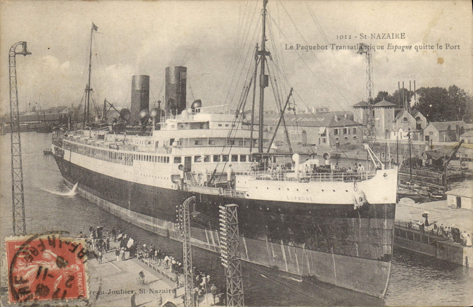 St-Nazaire — Het transatlantische schip España verlaat de haven — Joublier, n°1012