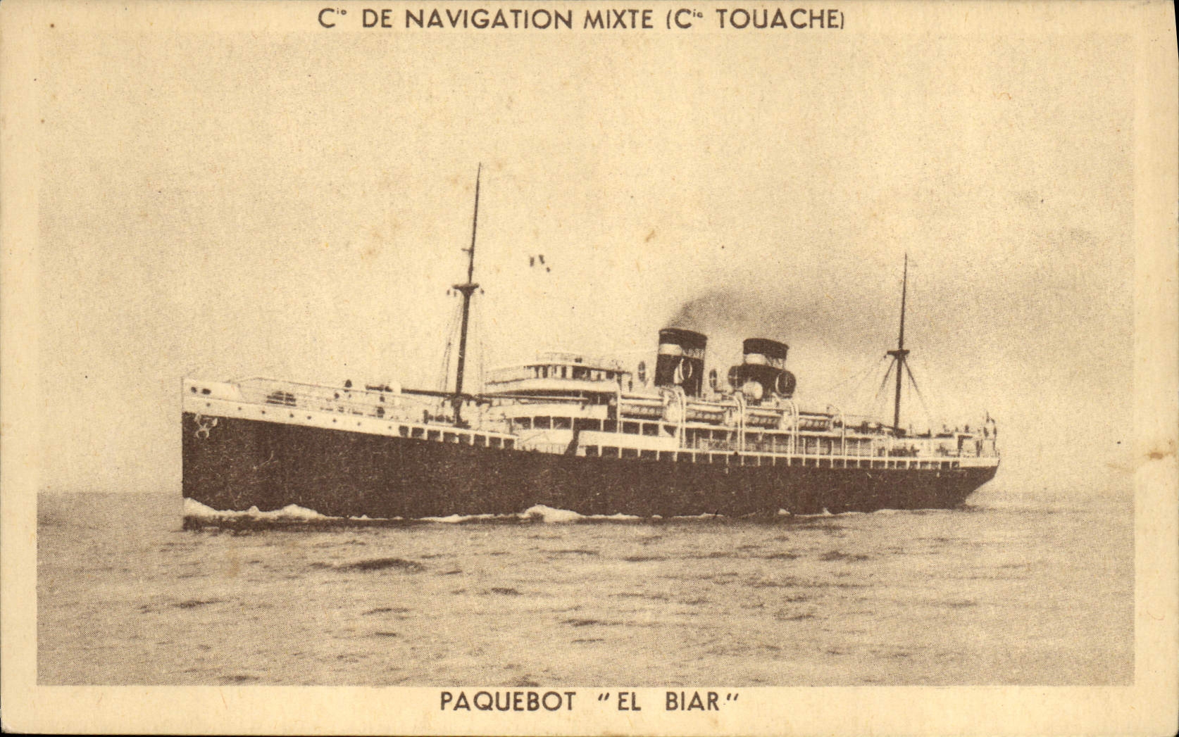 Paquebot "El Biar" — Cie de Navigation Mixte (Cie Touache) — Gueneux Frères Mursa