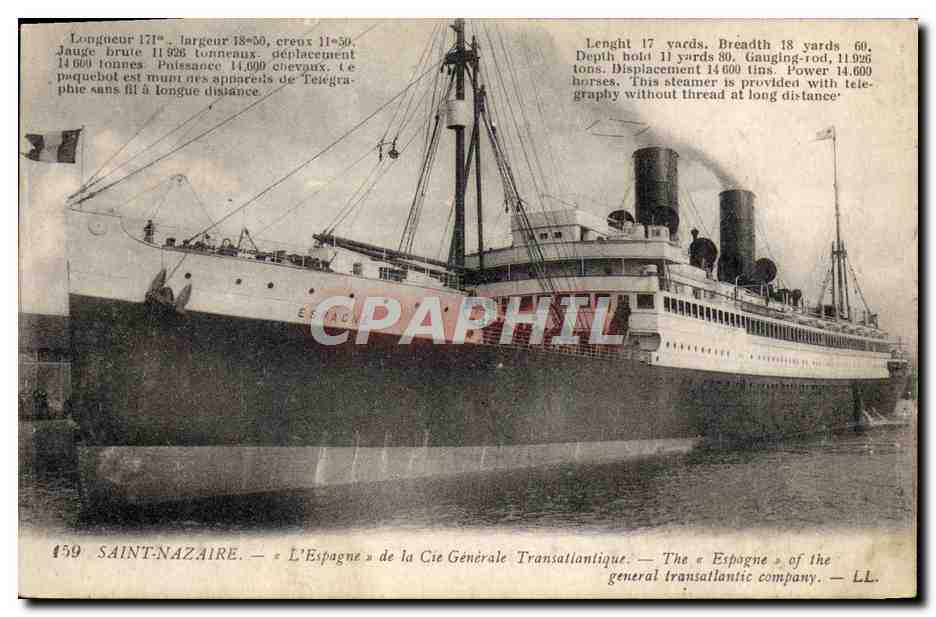 Saint-Nazaire — Le paquebot « L'Espagne » de la Cie Générale Transatlantique — n°459