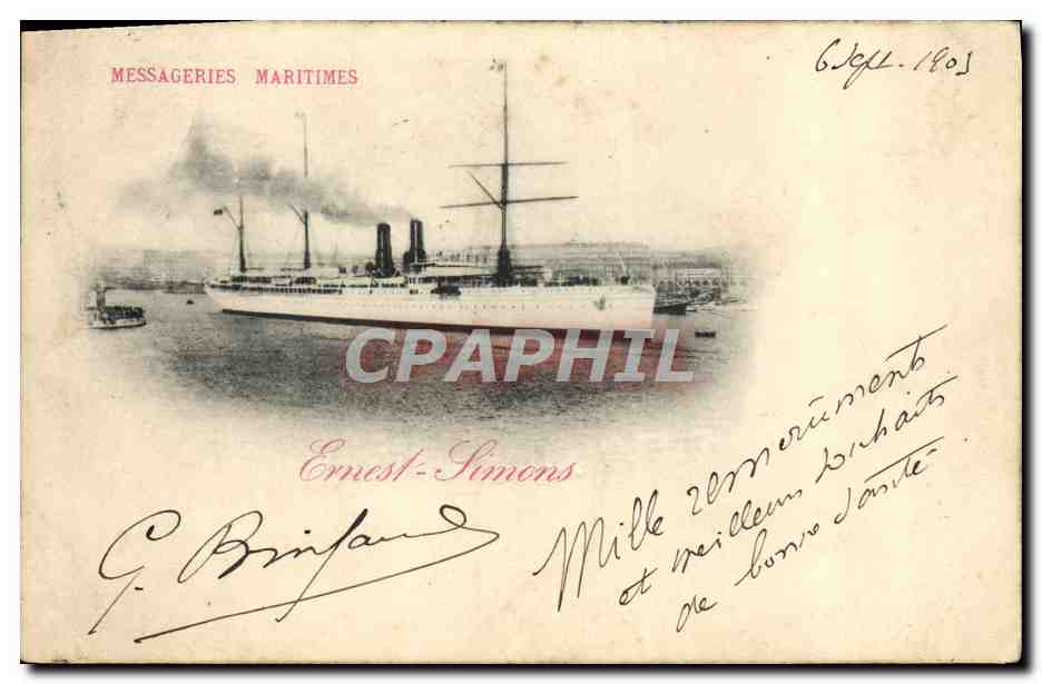 Navire à vapeur — Messageries Maritimes — Ernest-Simons