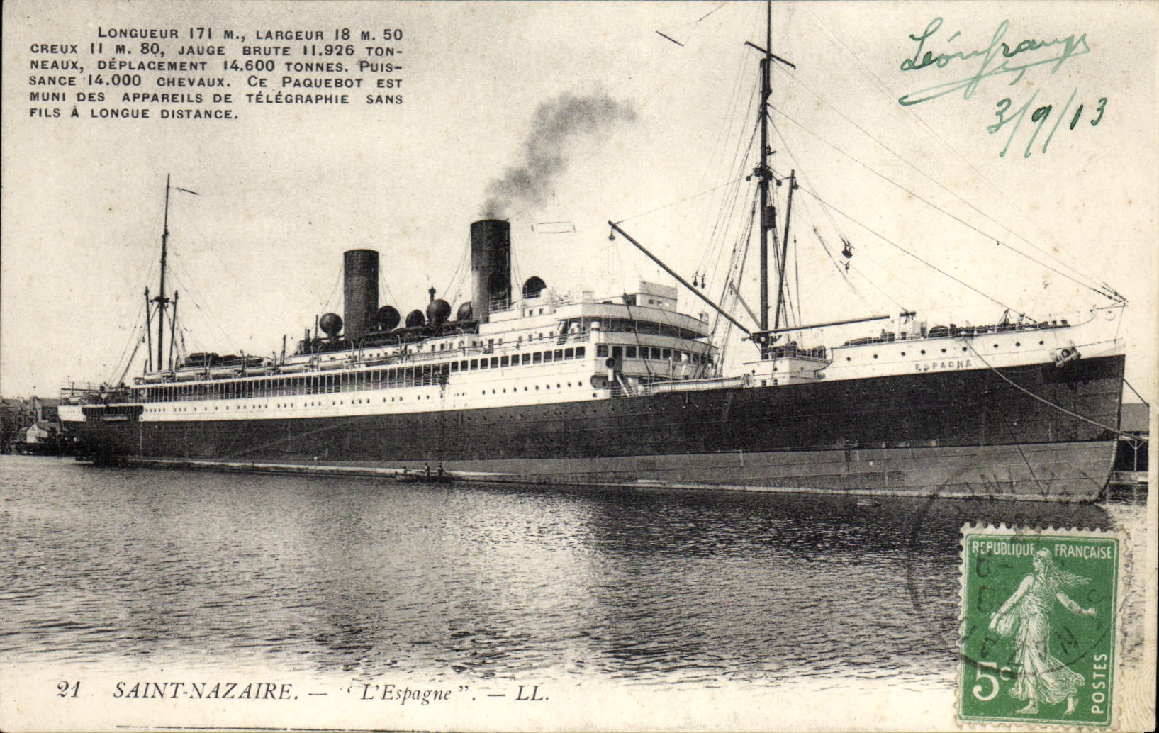 Saint-Nazaire — 'L'Espagne' — LL. — Éditeur LL, n°21