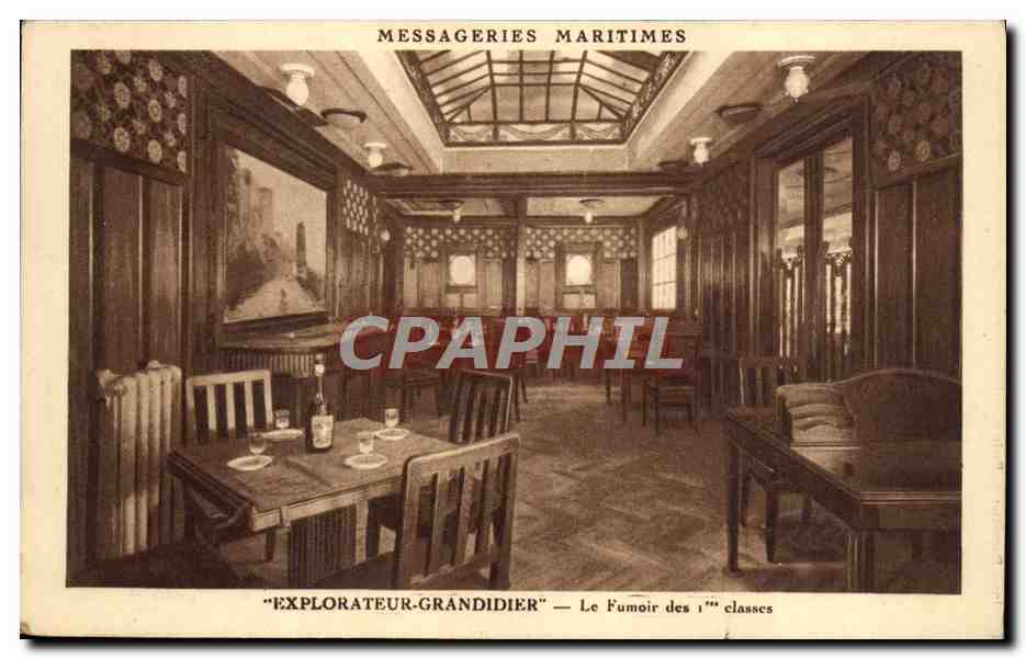 Le Fumoir des 1ères classes — Explorateur-Grandidier — Messageries Maritimes