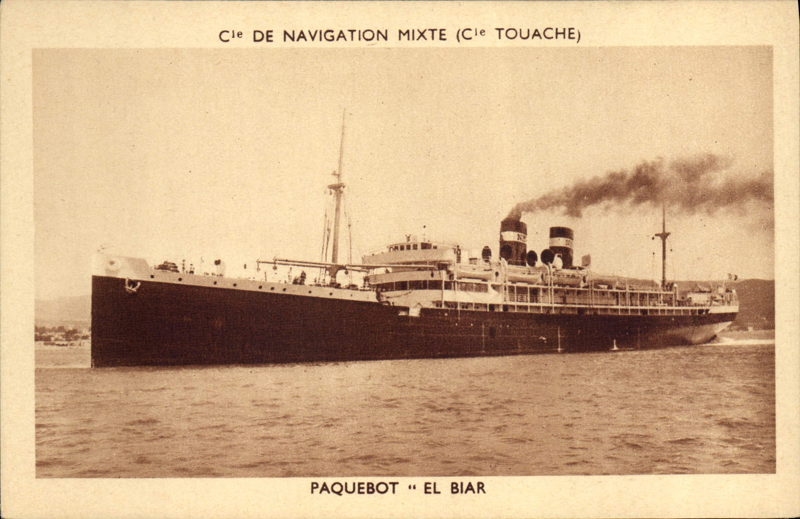 Paquebot "El Biar" — Cie de Navigation Mixte (Cie Touache) — Hélio Audry, Marseille