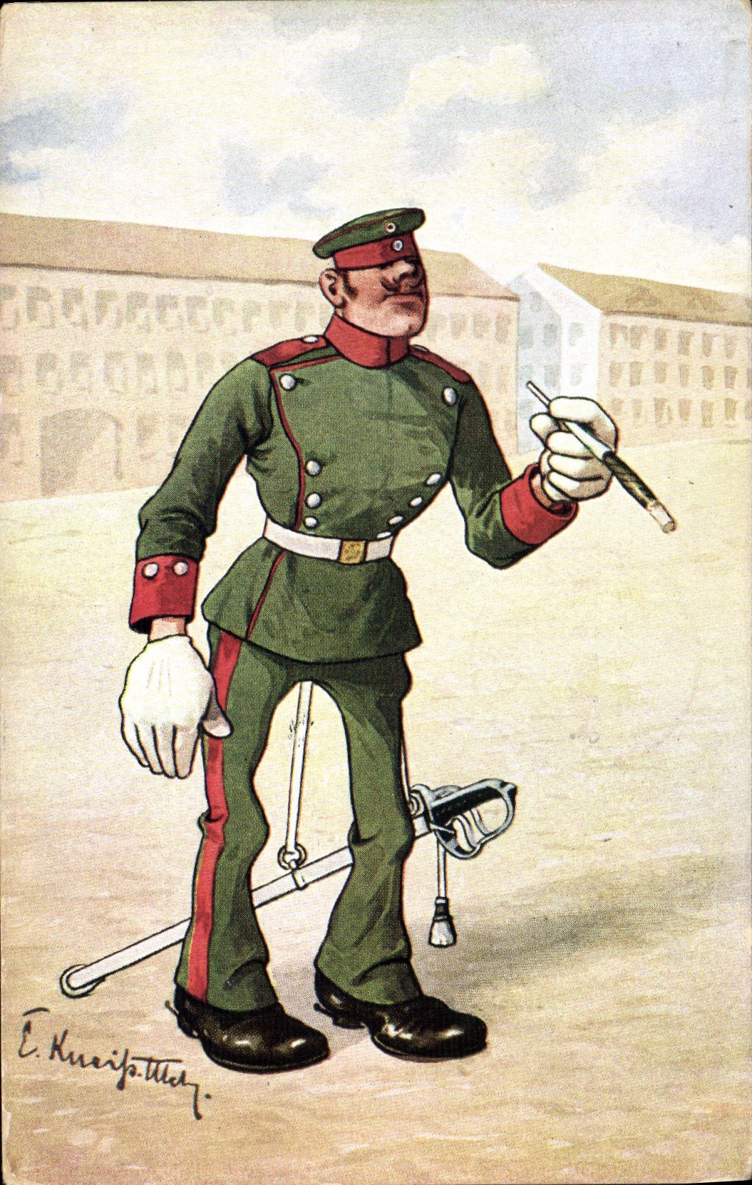 CPA Fantaisie Illustrateur Soldat Militaria Porte Cigarettes