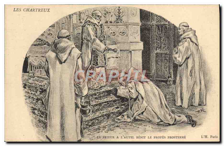 Les Chartreux — Le prieur bénit le profès prosterné — L'H. Paris