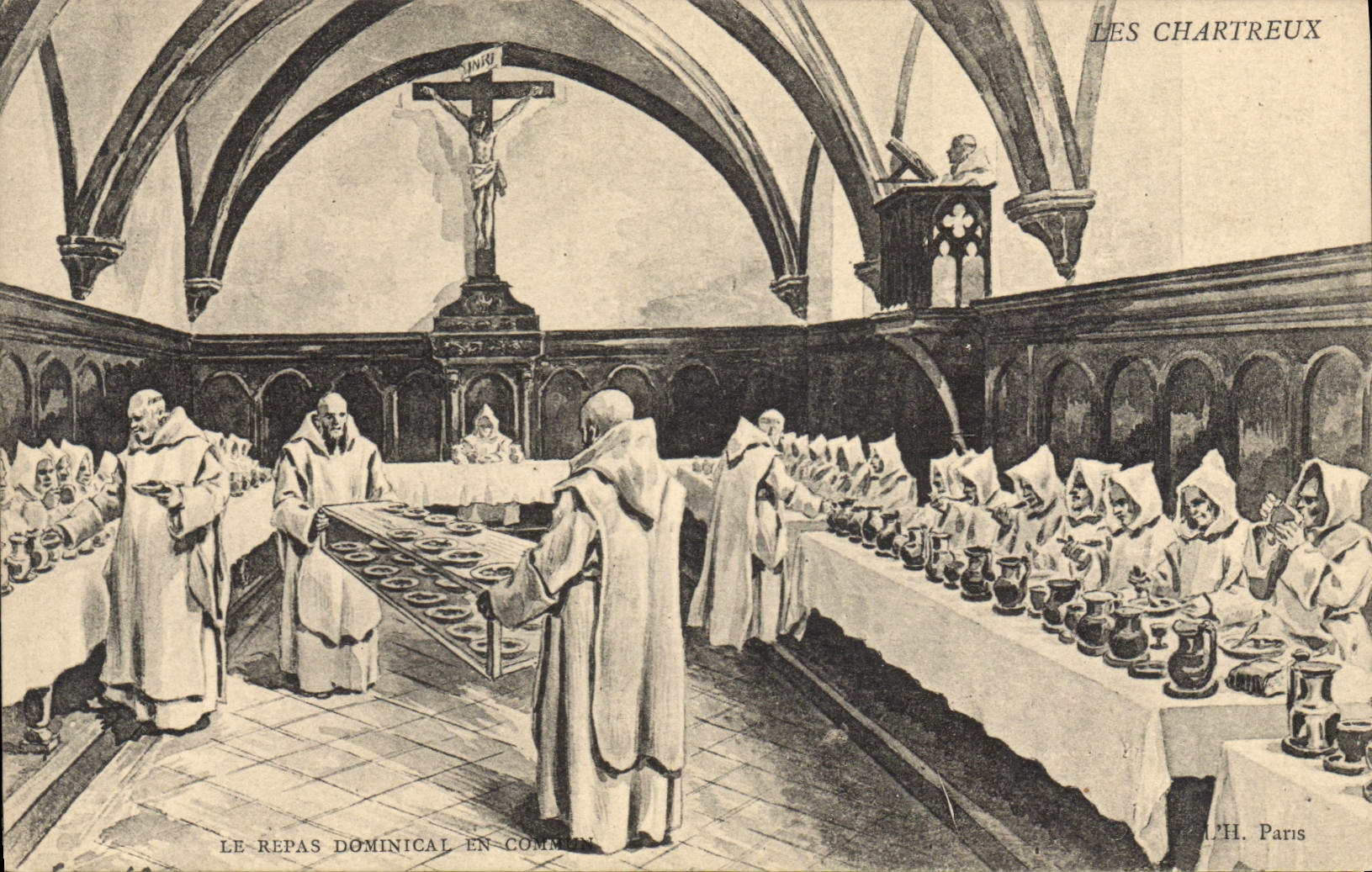 Les Chartreux — Le repas dominical en commun — A.L.H. Paris