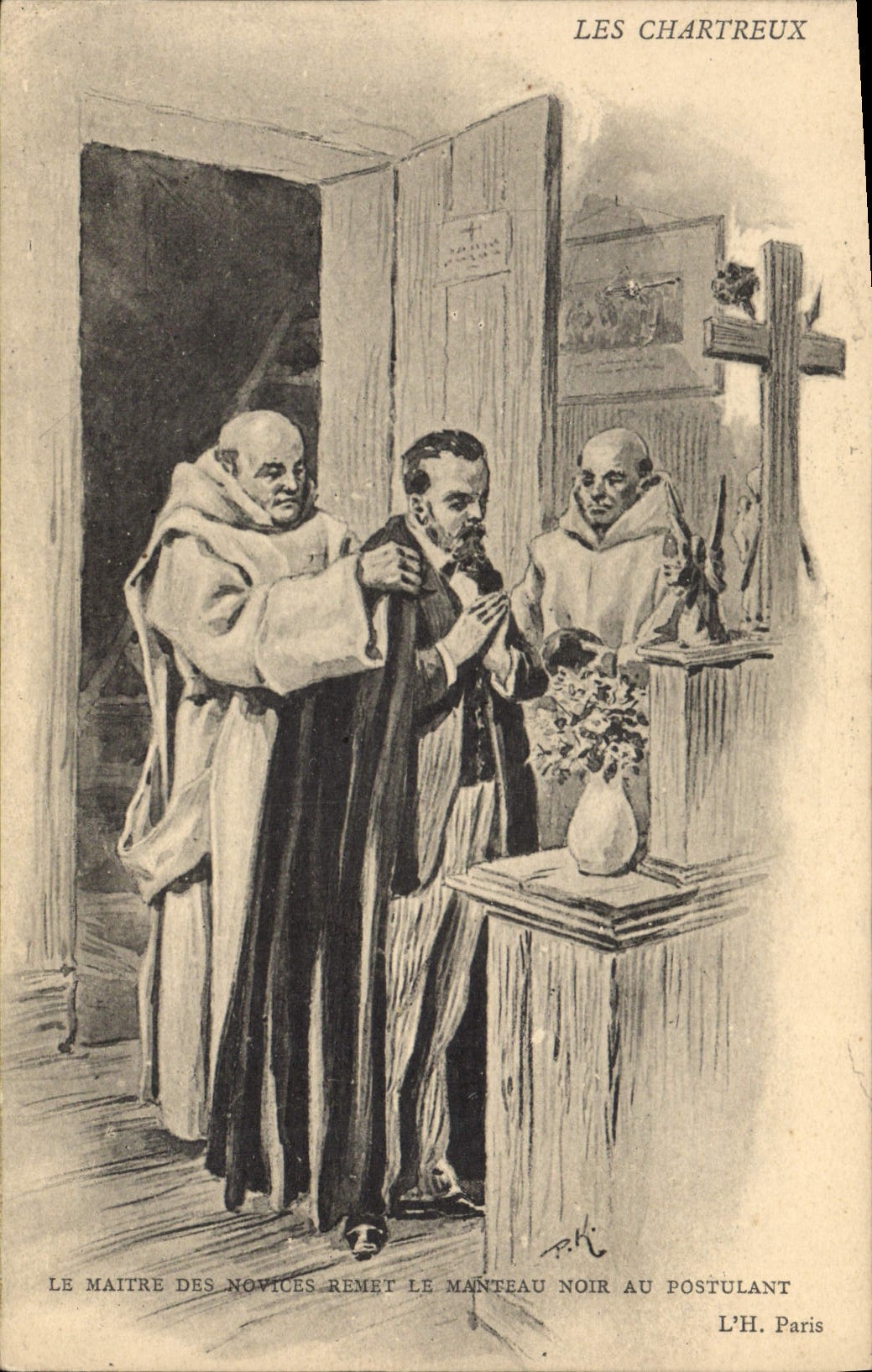 Les Chartreux — Le Maître des Novices remet le manteau noir au postulant — L'H. Paris