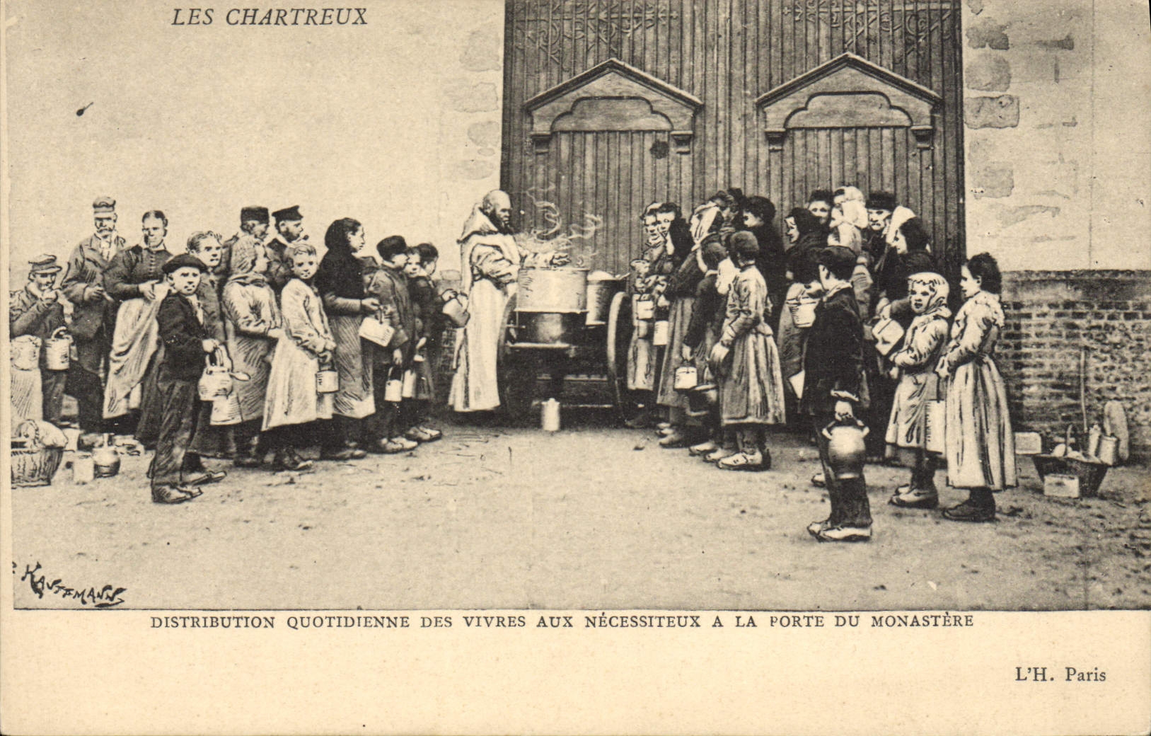 Les Chartreux — Distribution quotidienne des vivres aux nécessiteux à la porte du monastère — L'H. Paris
