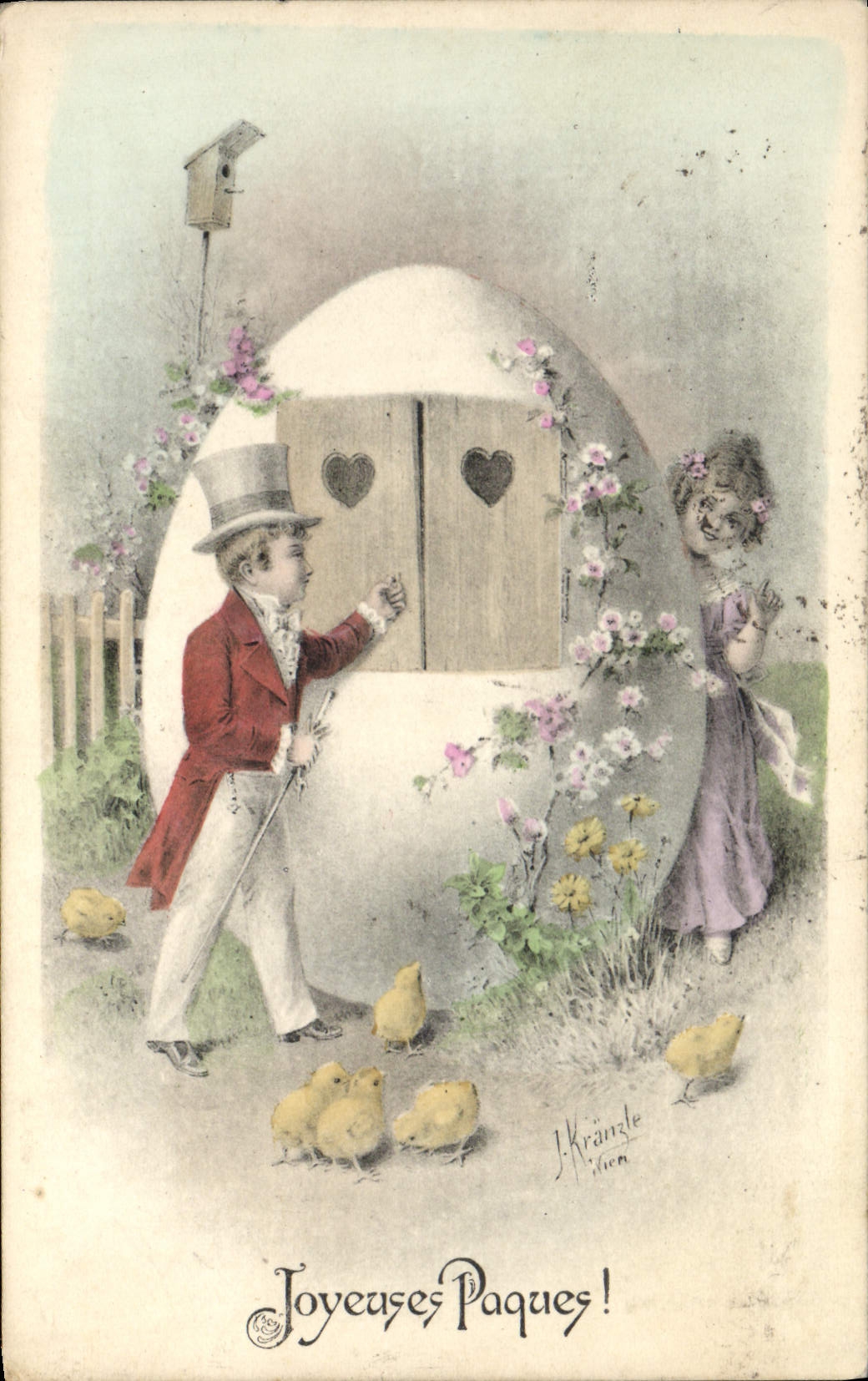CPA Fantaisie Illustrateur Enfants Paques Poussins 