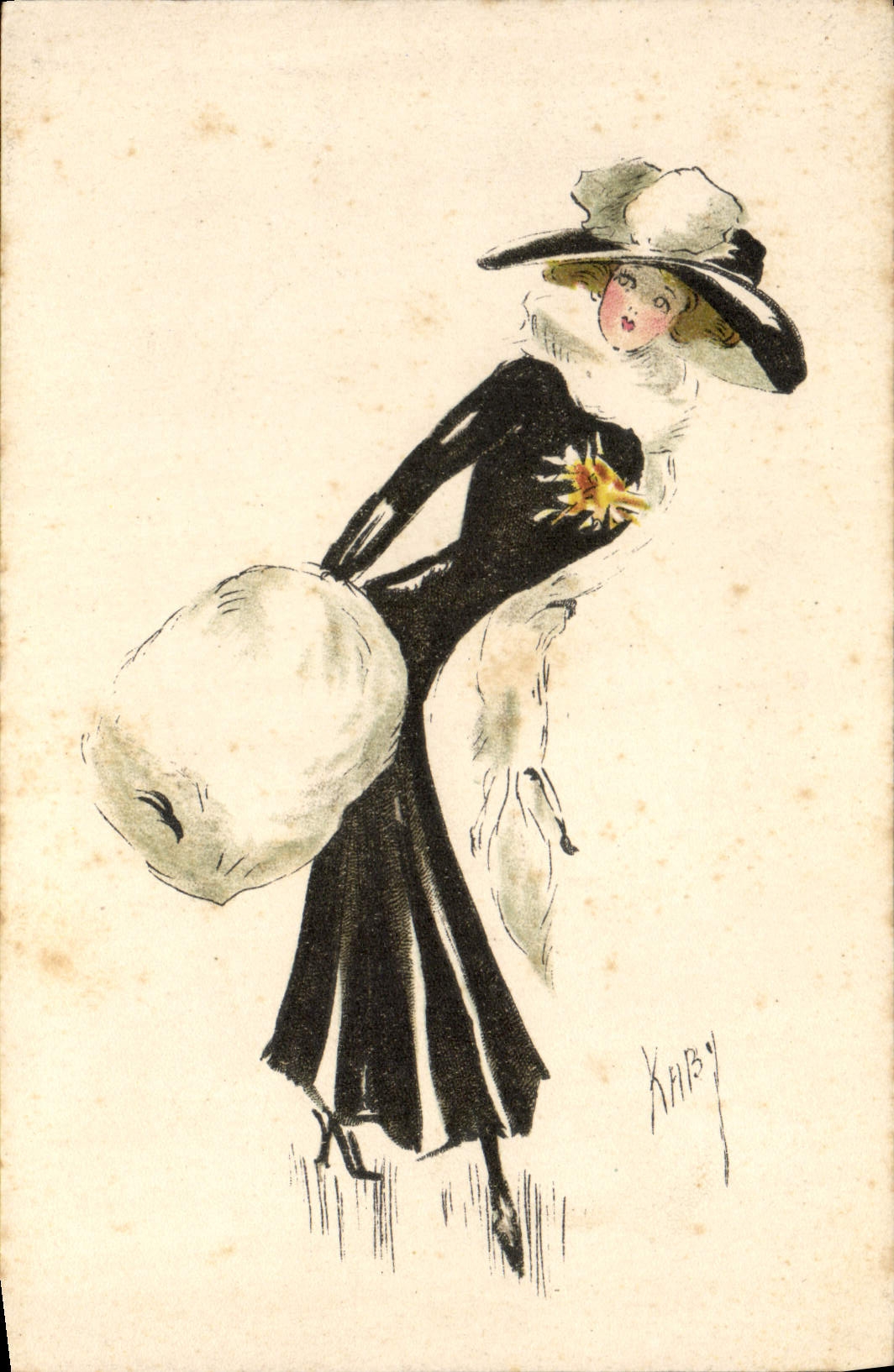 CPA Fantaisie Illustrateur kaby Femme
