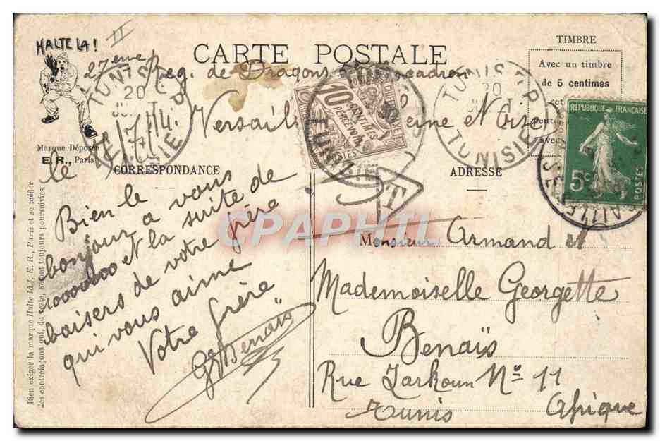 Un sale tour — scène de camp militaire — E.R. PARIS, Modèle déposé, N° 678 — Achterkant