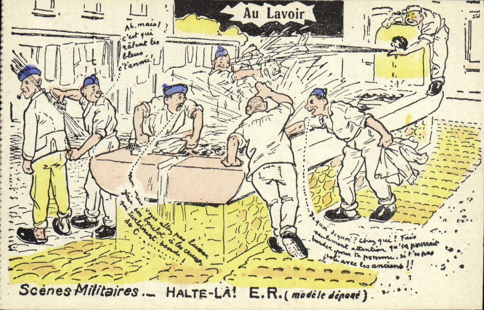 Scènes Militaires — Au Lavoir — HALTE-LÀ! E.R. (modèle déposé)