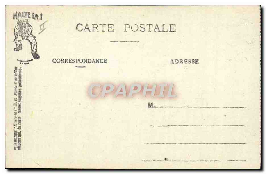 Scènes Militaires — Au Lavoir — HALTE-LÀ! E.R. (modèle déposé) — Verso
