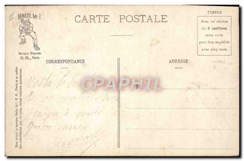 Pansage des chevaux — La vie militaire — E.R. PARIS (Modèle déposé, n° 14.877) — Verso