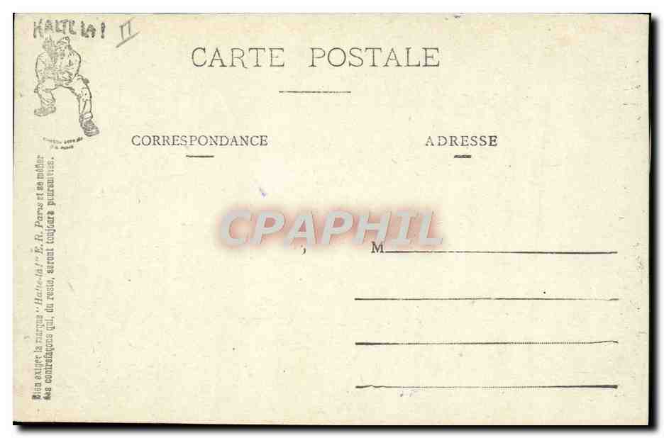 Scènes Militaires — HALTE-LÀ! E.R. — (modèle déposé) — Verso
