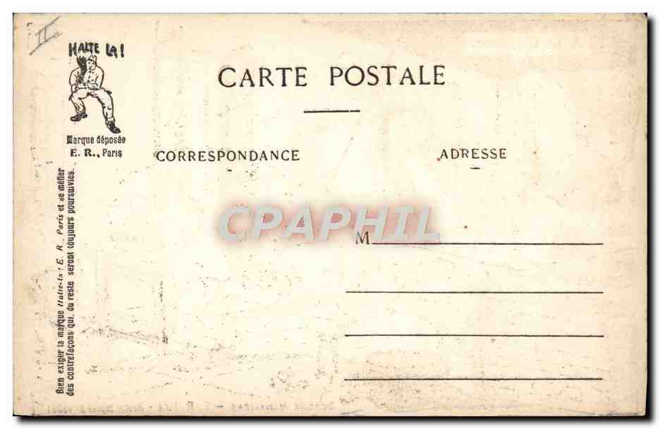 A la Cuisine — Scènes Militaires — E. R. Paris — Modèle déposé n° 15351 — Verso
