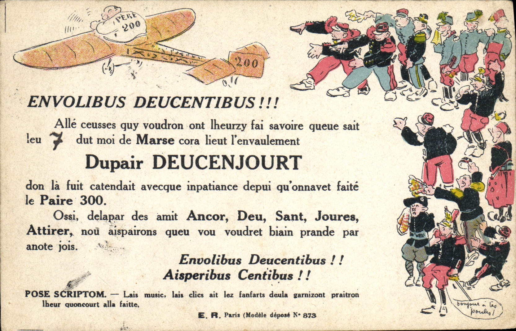 CPA Militaria Envolibus Deuxentibus Dupair Deucenjourt Avion