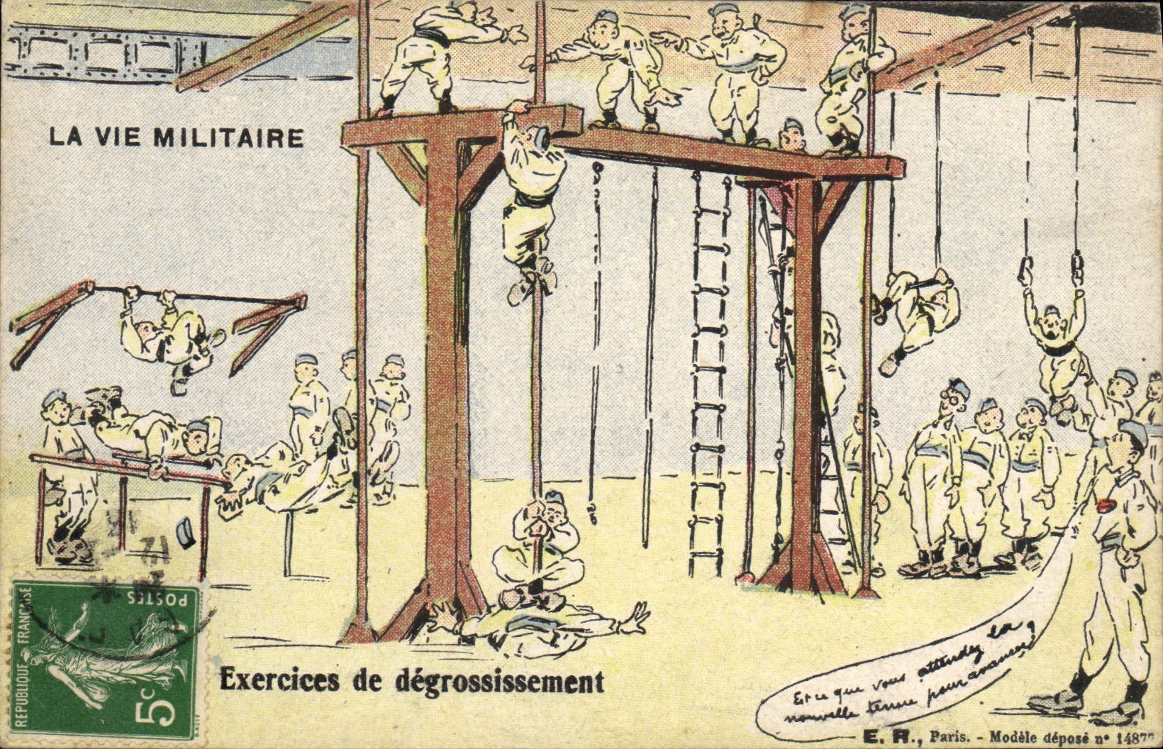 Exercices de dégrossissement — La Vie Militaire — E.R., Paris - Modèle n° 1487