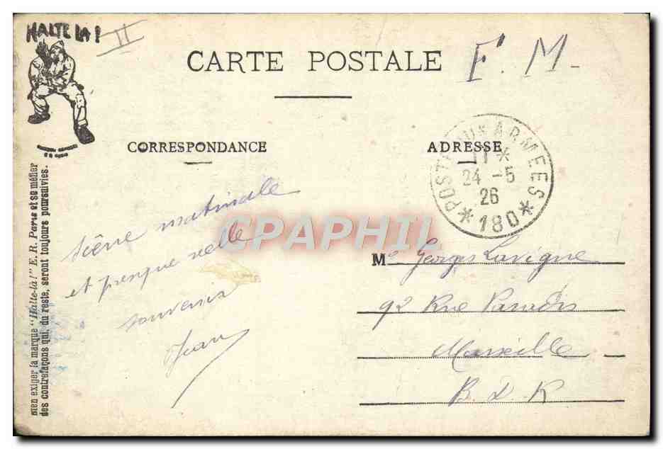 Scènes Militaires — HALTE-LÀ! E.R. (modèle déposé) — Verso