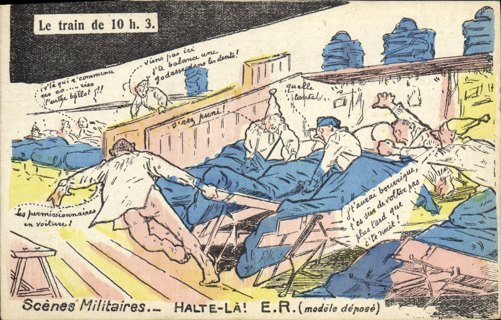 Scènes Militaires — Le train de 10 h. 3. — HALTE-LÀ! E.R. (modèle déposé)