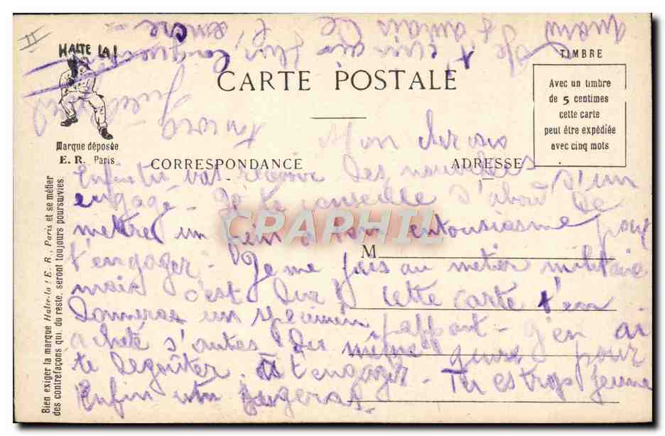Le Commandant remplacé — La Vie Militaire — E.R. Paris, modèle déposé n° 14877 — Reverso