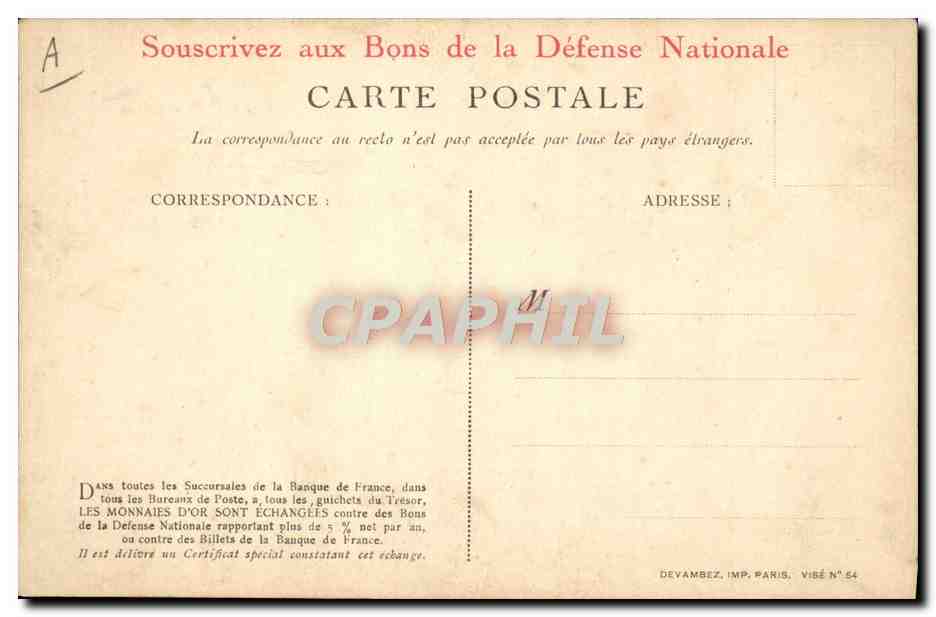CPA Militaria Pour la France versez votre or Coq  — Rückseite