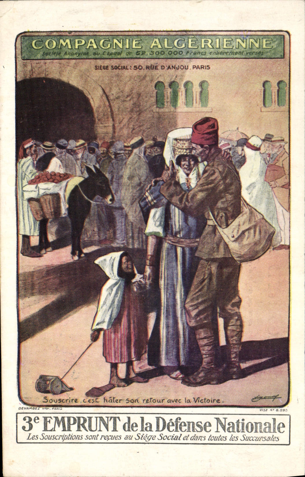 CPA Militaria Campagne algerienne 3eme Emprunt de la Defense Nationale Algerie 
