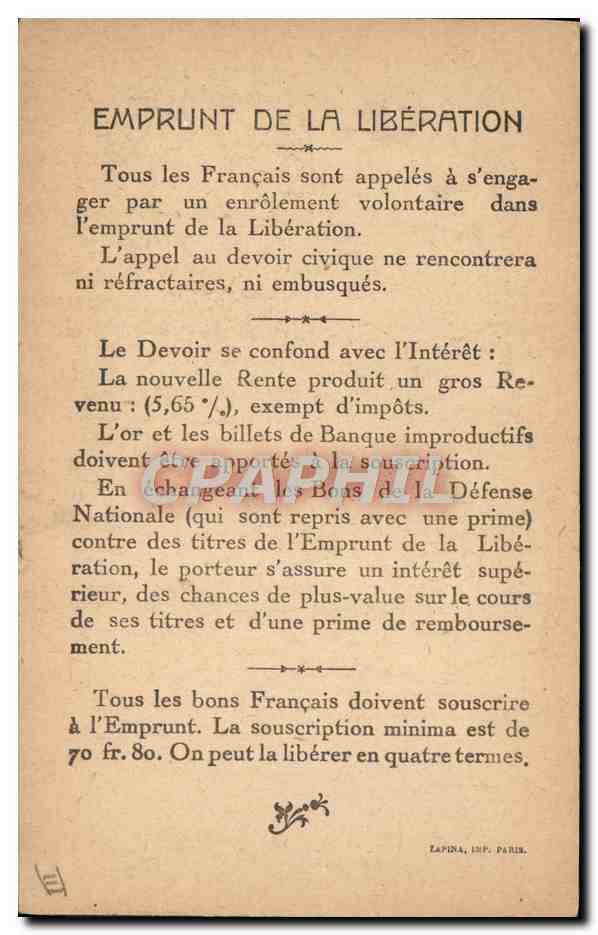 CPA Militaria Emprunt de la liberation General Dubail  — Rückseite